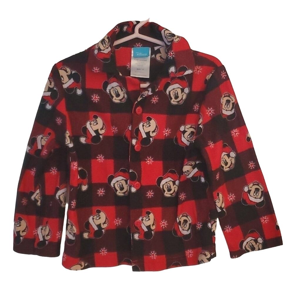 Disney Mickey Mouse Santa Flannel PJ Top